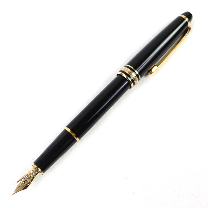 Very Good MONTBLANC fountain pen Meisterstück Classic white star Black gold 14K