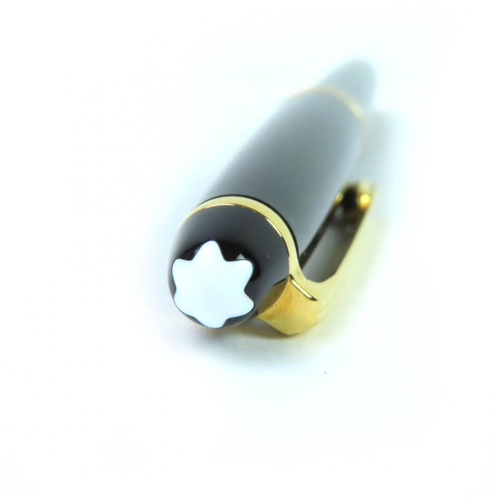 Very Good MONTBLANC fountain pen Meisterstück Classic white star Black gold 14K