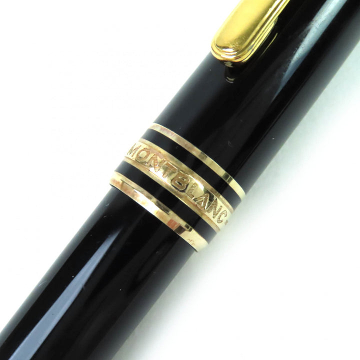 Very Good MONTBLANC fountain pen Meisterstück Classic white star Black gold 14K