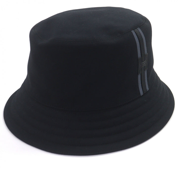 新品 HERMES 帽子 Fred H Fred H ストライプ バケットハット ブラック コットン メンズ 58