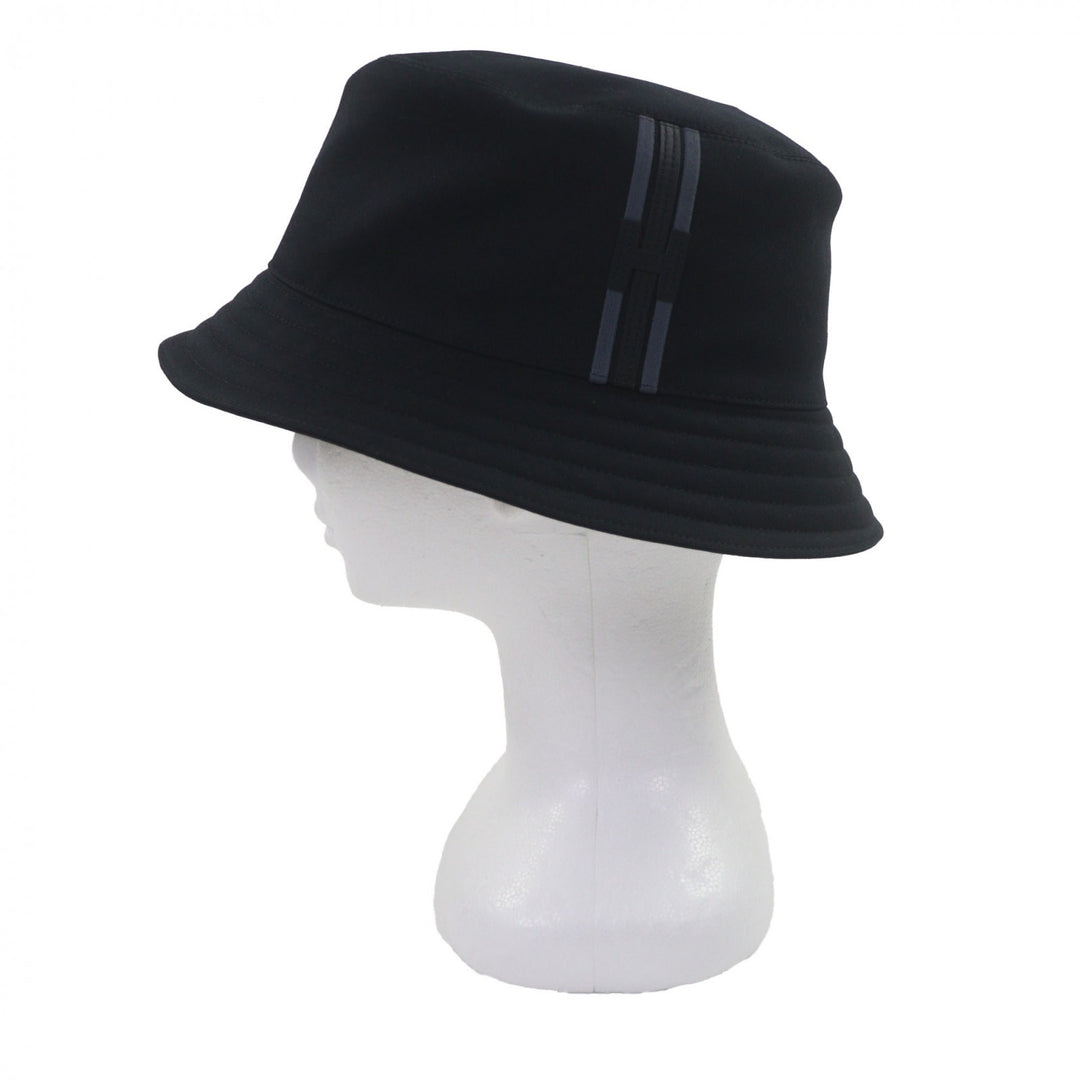 新品 HERMES 帽子 Fred H Fred H ストライプ バケットハット ブラック コットン メンズ 58