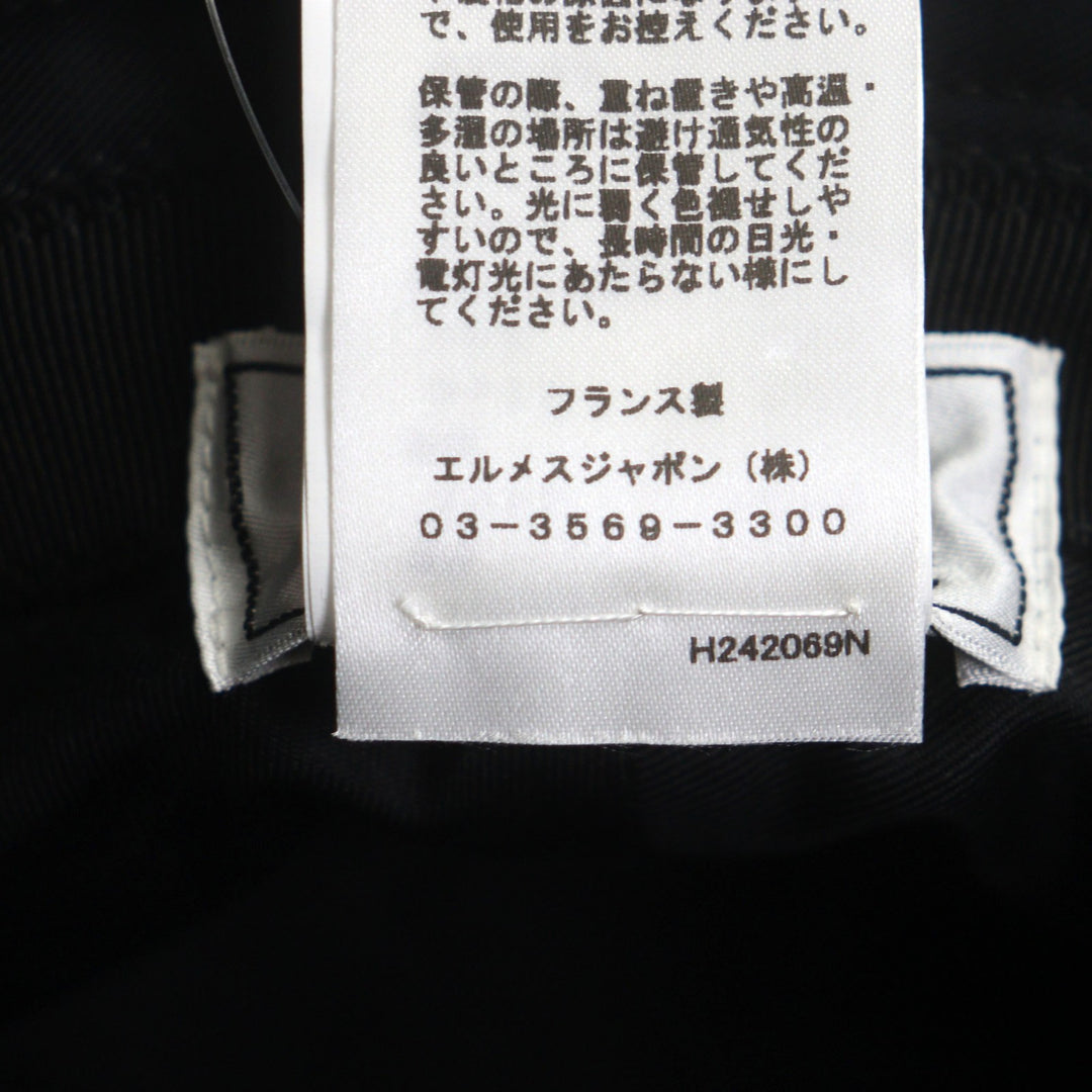 新品 HERMES 帽子 Fred H Fred H ストライプ バケットハット ブラック コットン メンズ 58
