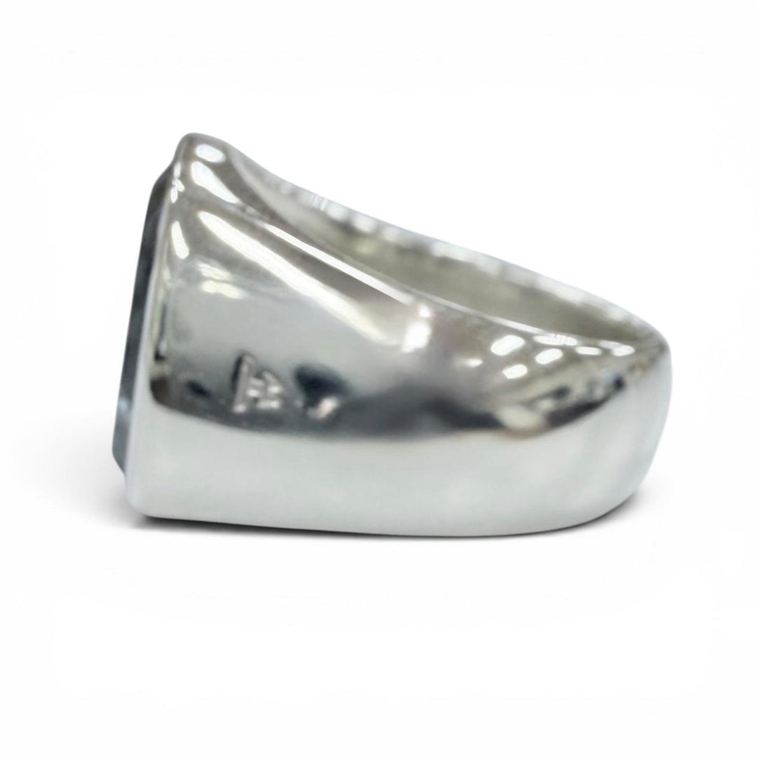Excellent TOM WOOD Ring ring Cushion Larvikite Cushion Ring gray 925 mens 54