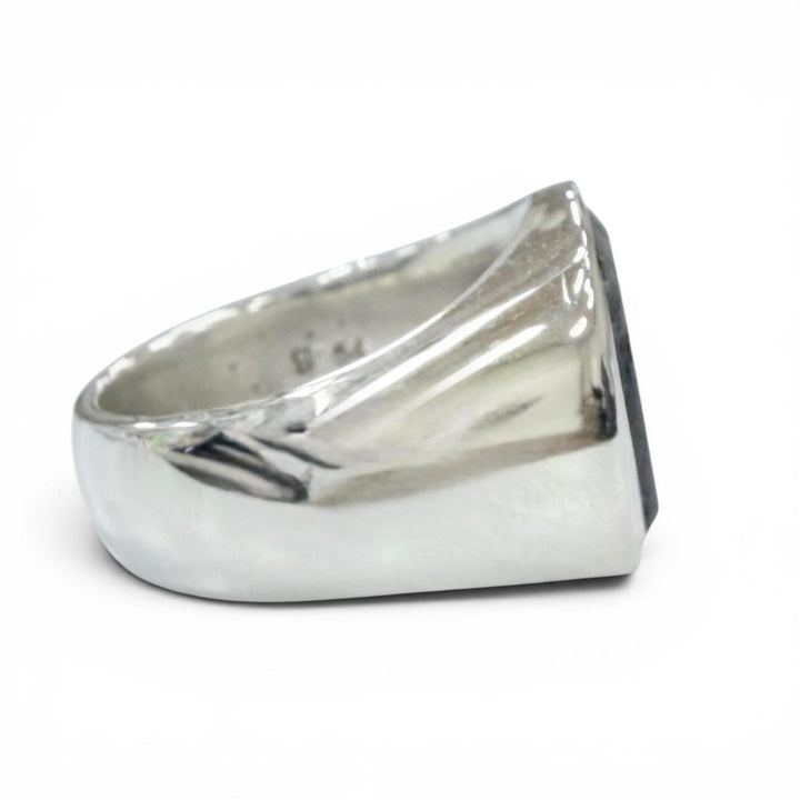 Excellent TOM WOOD Ring ring Cushion Larvikite Cushion Ring gray 925 mens 54