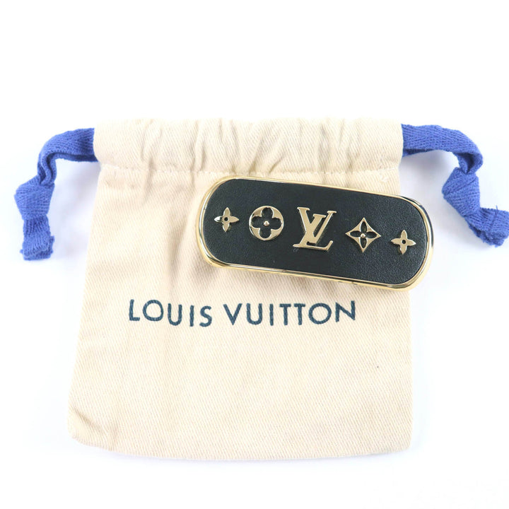 Excellent LOUIS VUITTON Baretta Cruiser Icon Motif Hair Barrette black M00564