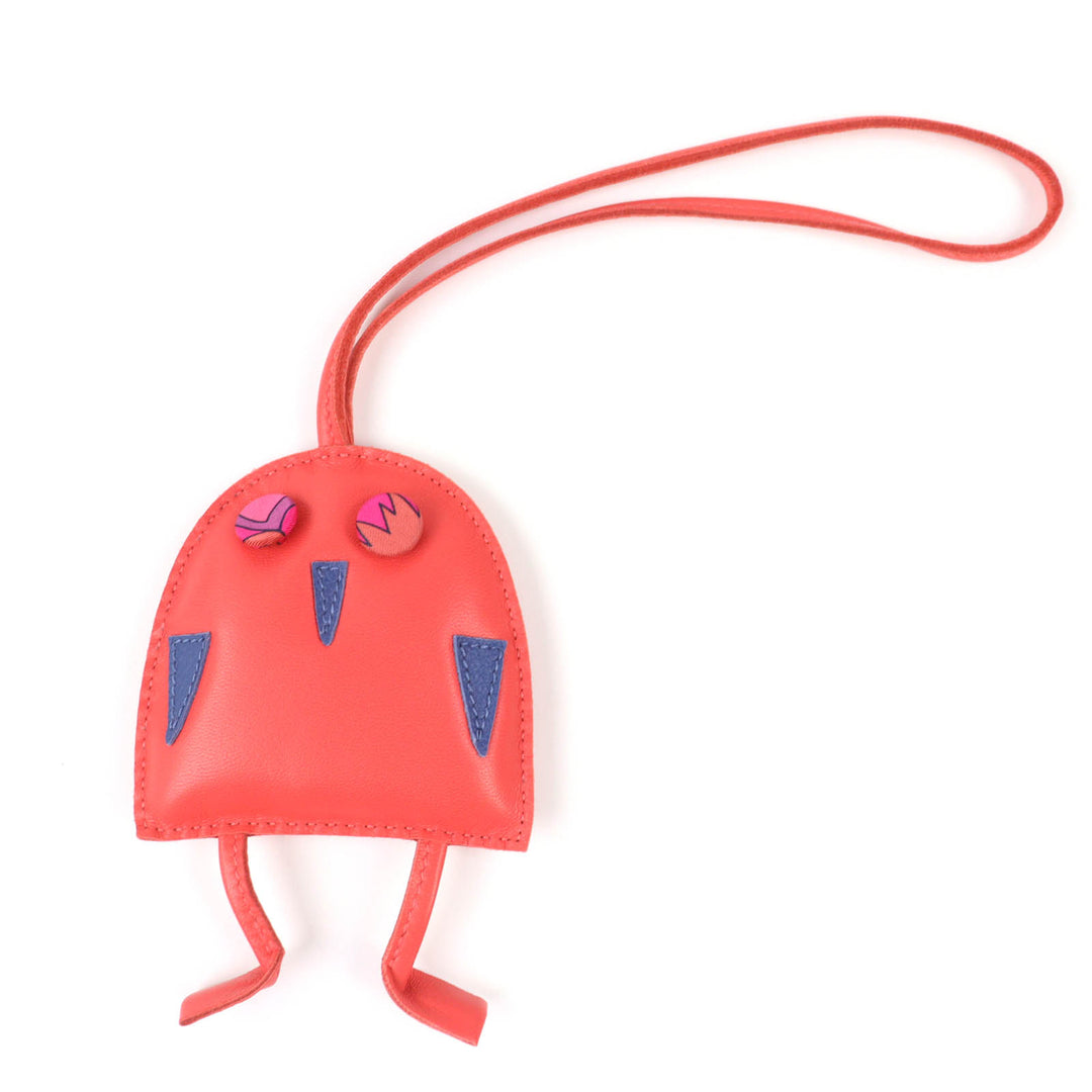 Excellent HERMES Bag charm Owl Red series leather Women