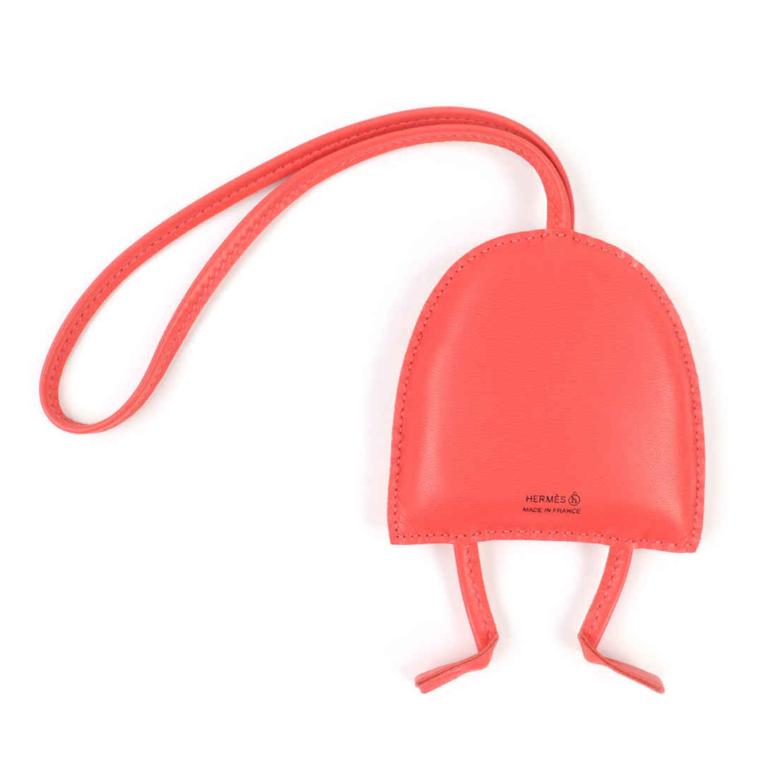 Excellent HERMES Bag charm Owl Red series leather Women