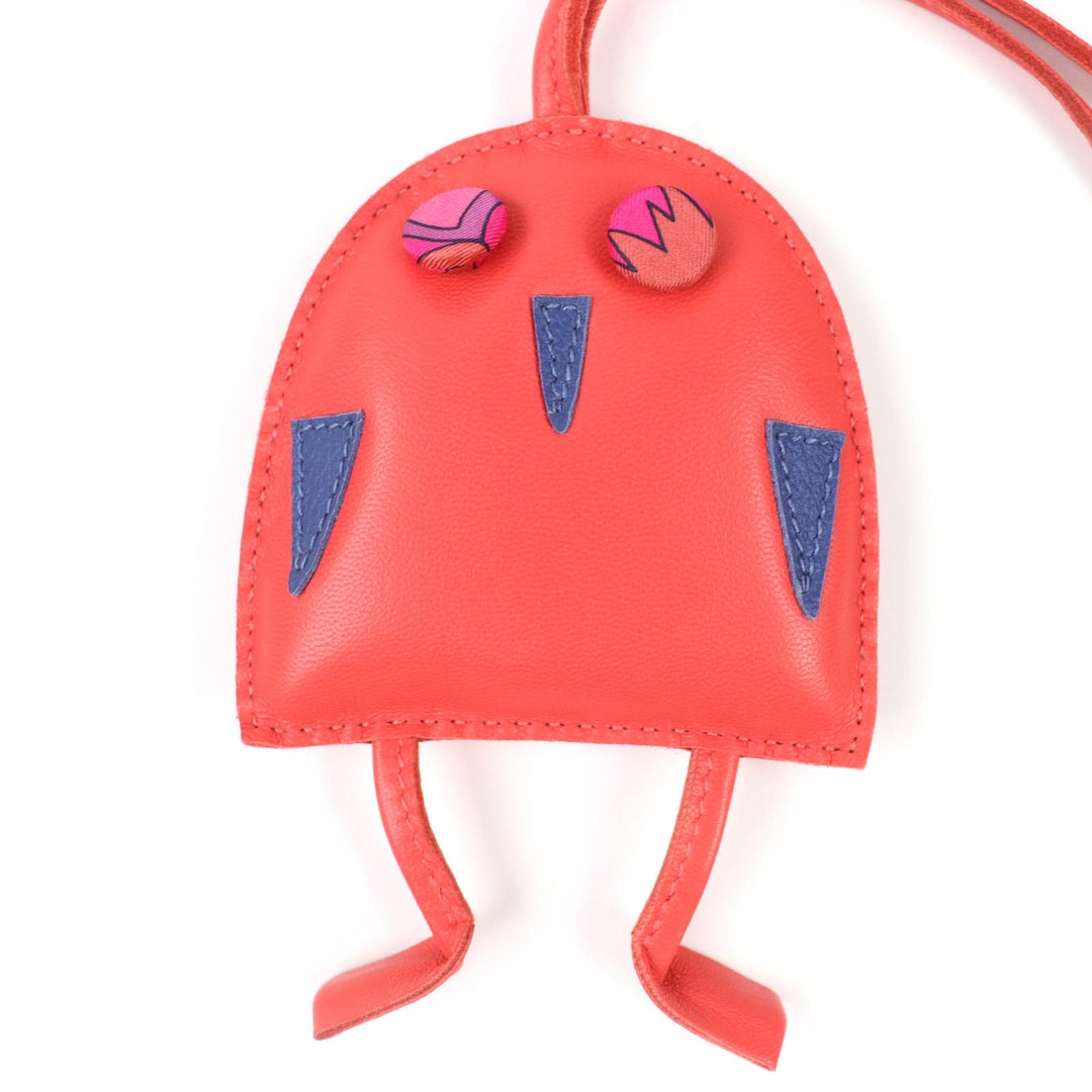 Excellent HERMES Bag charm Owl Red series leather Women