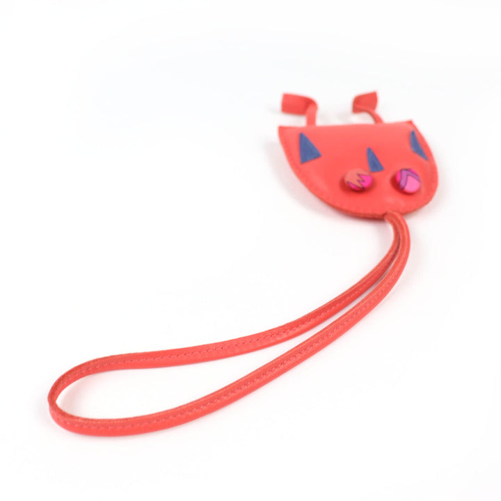 Excellent HERMES Bag charm Owl Red series leather Women