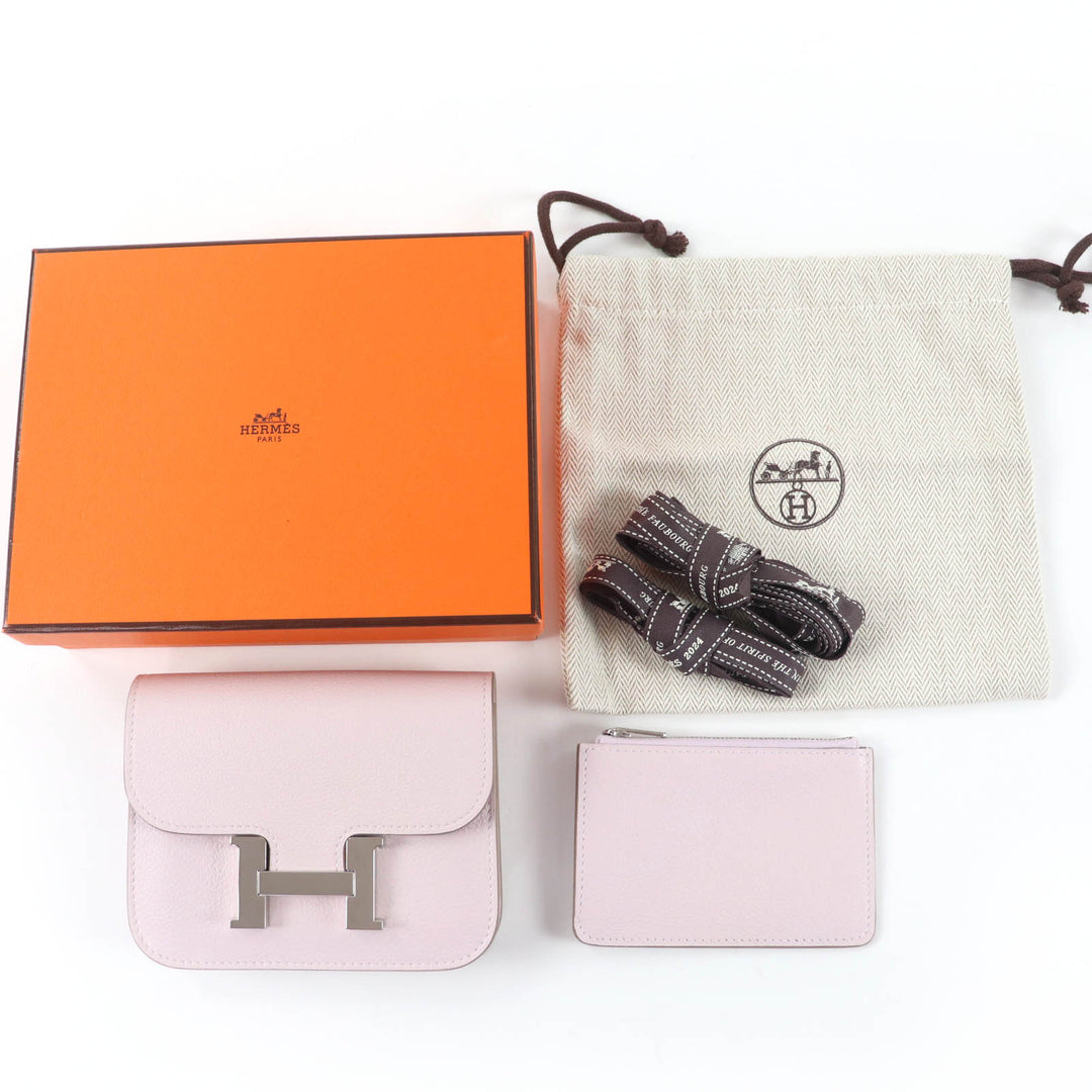Great HERMES Bifold Wallet Constance Slim Wallet Evercolor Leather Women