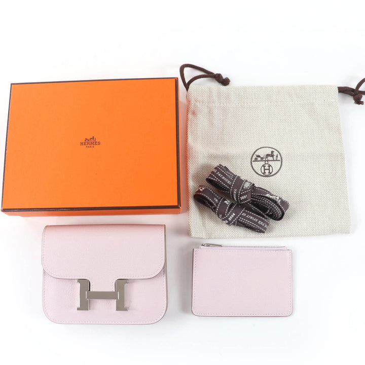 Great HERMES Bifold Wallet Constance Slim Wallet Evercolor Leather Women
