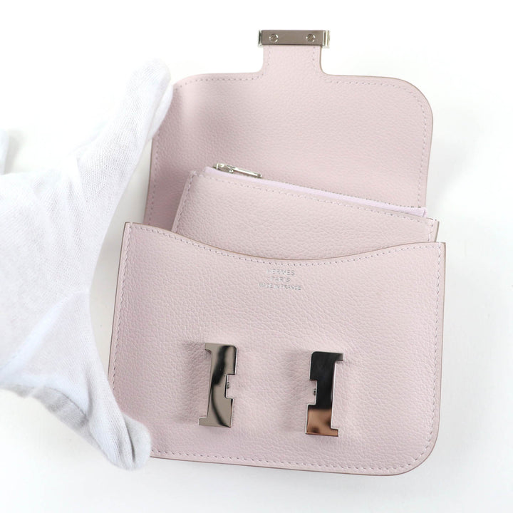 Great HERMES Bifold Wallet Constance Slim Wallet Evercolor Leather Women