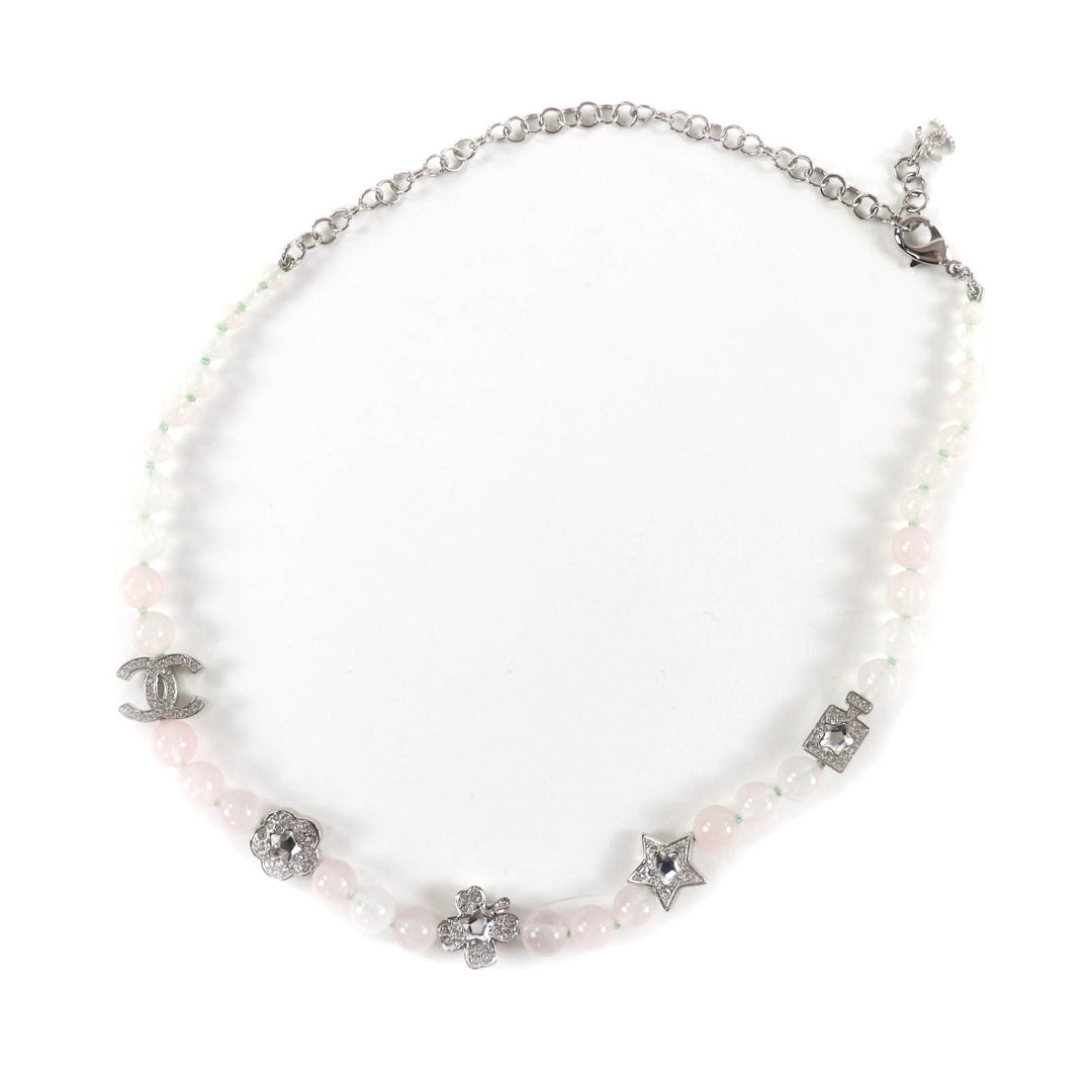 Excellent CHANEL Necklace White pink ー Women B25P