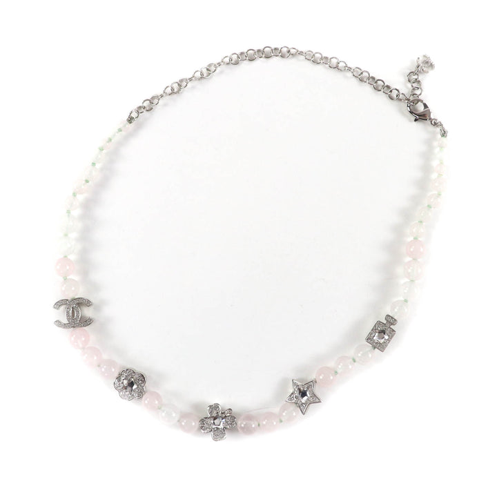 Excellent CHANEL Necklace White pink ー Women B25P