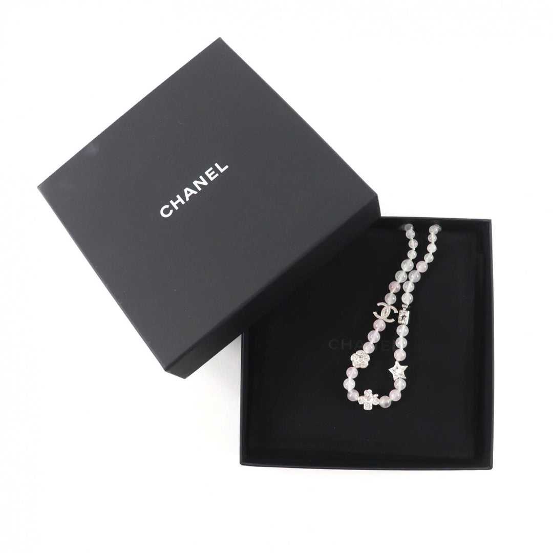 Excellent CHANEL Necklace White pink ー Women B25P