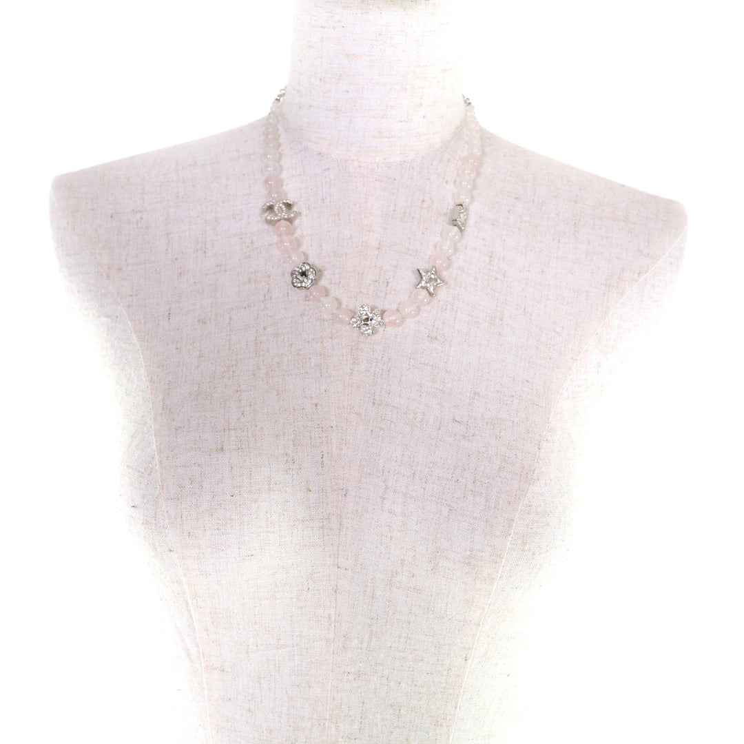 Excellent CHANEL Necklace White pink ー Women B25P