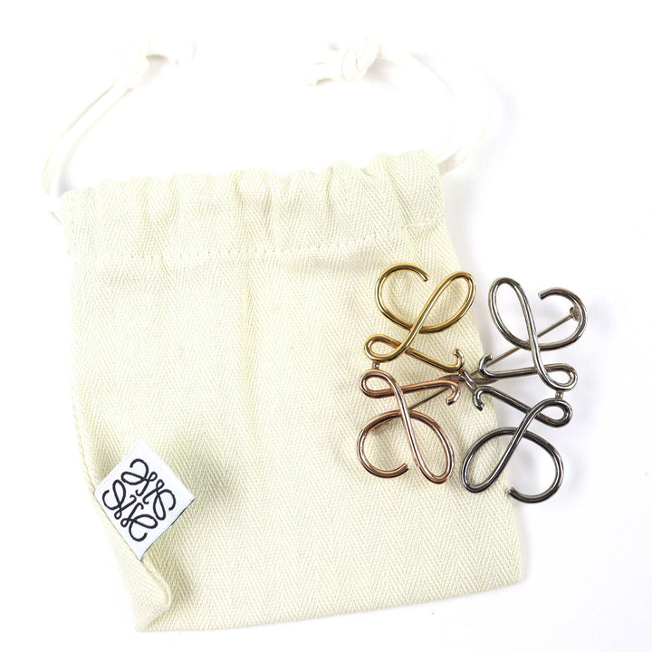 Excellent LOEWE Brooch Anagram 4 colors Gold silver Women