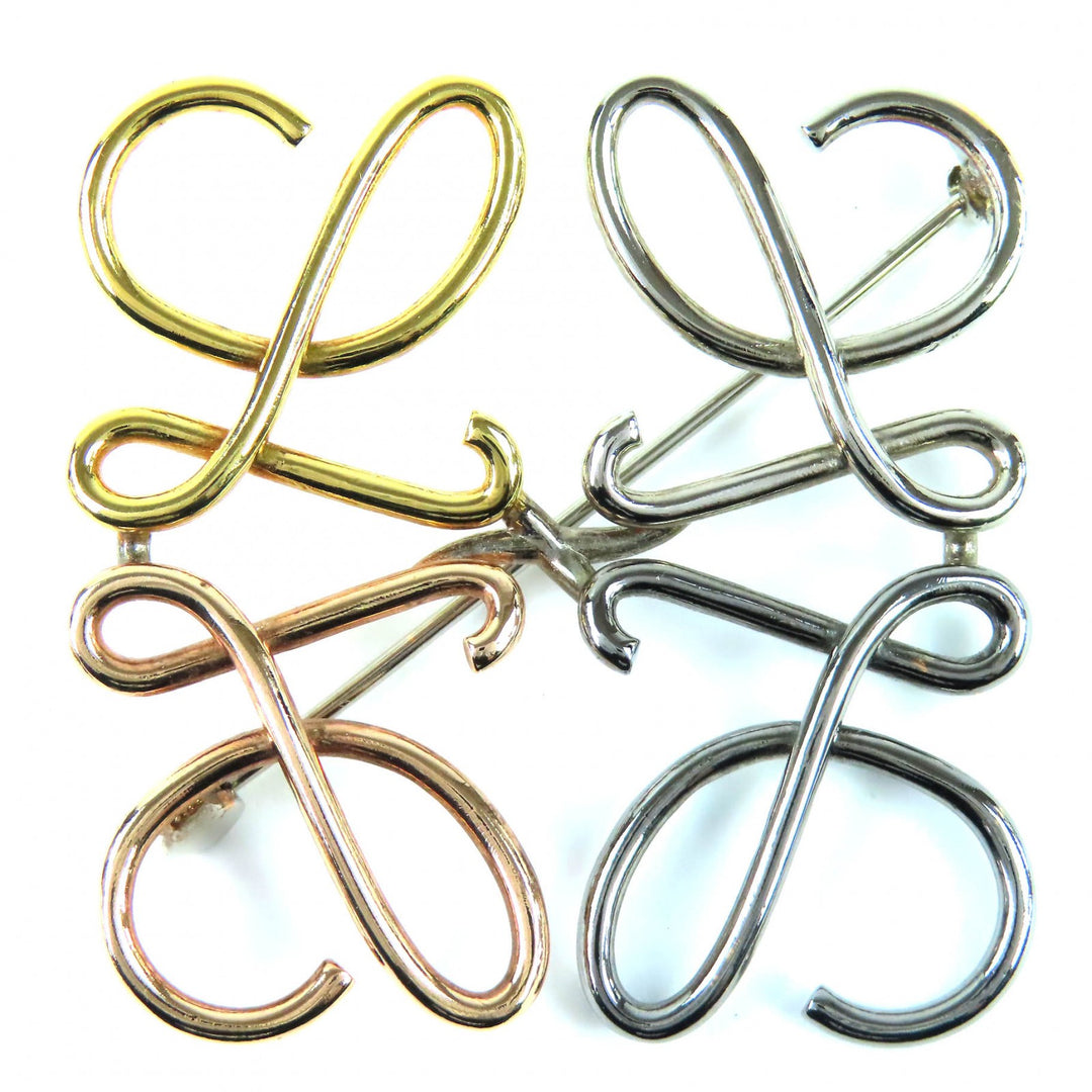 Excellent LOEWE Brooch Anagram 4 colors Gold silver Women