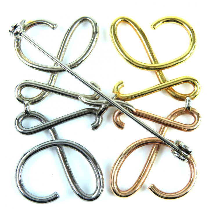 Excellent LOEWE Brooch Anagram 4 colors Gold silver Women