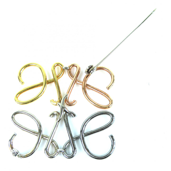 Excellent LOEWE Brooch Anagram 4 colors Gold silver Women