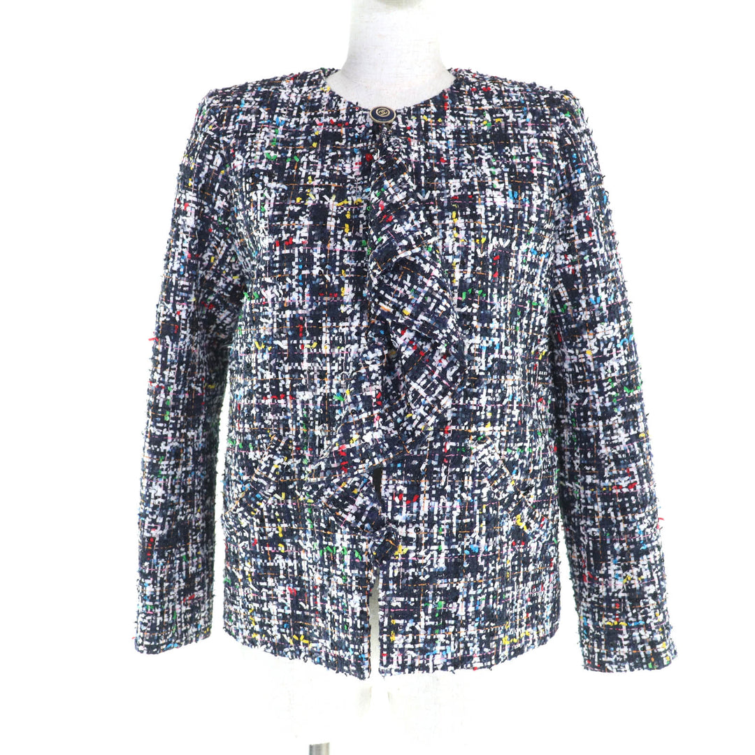 新品 CHANEL ノーカラージャケット マルチポリエステル レディース 34 P62686