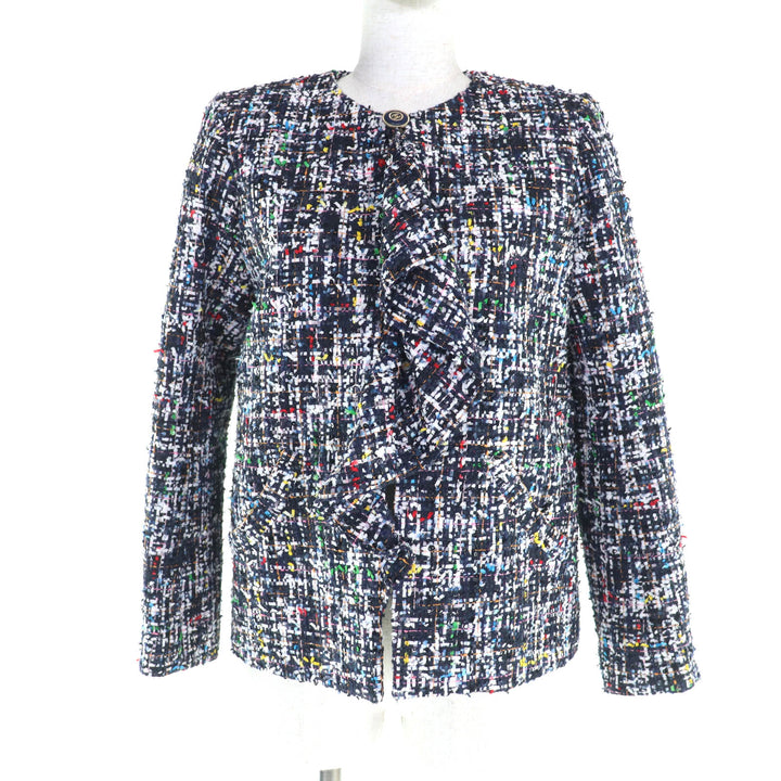 新品 CHANEL ノーカラージャケット マルチポリエステル レディース 34 P62686
