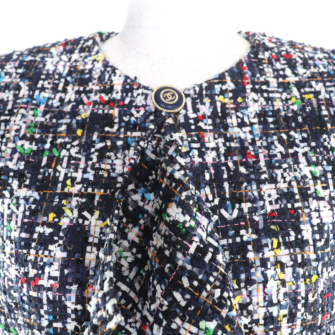 新品 CHANEL ノーカラージャケット マルチポリエステル レディース 34 P62686