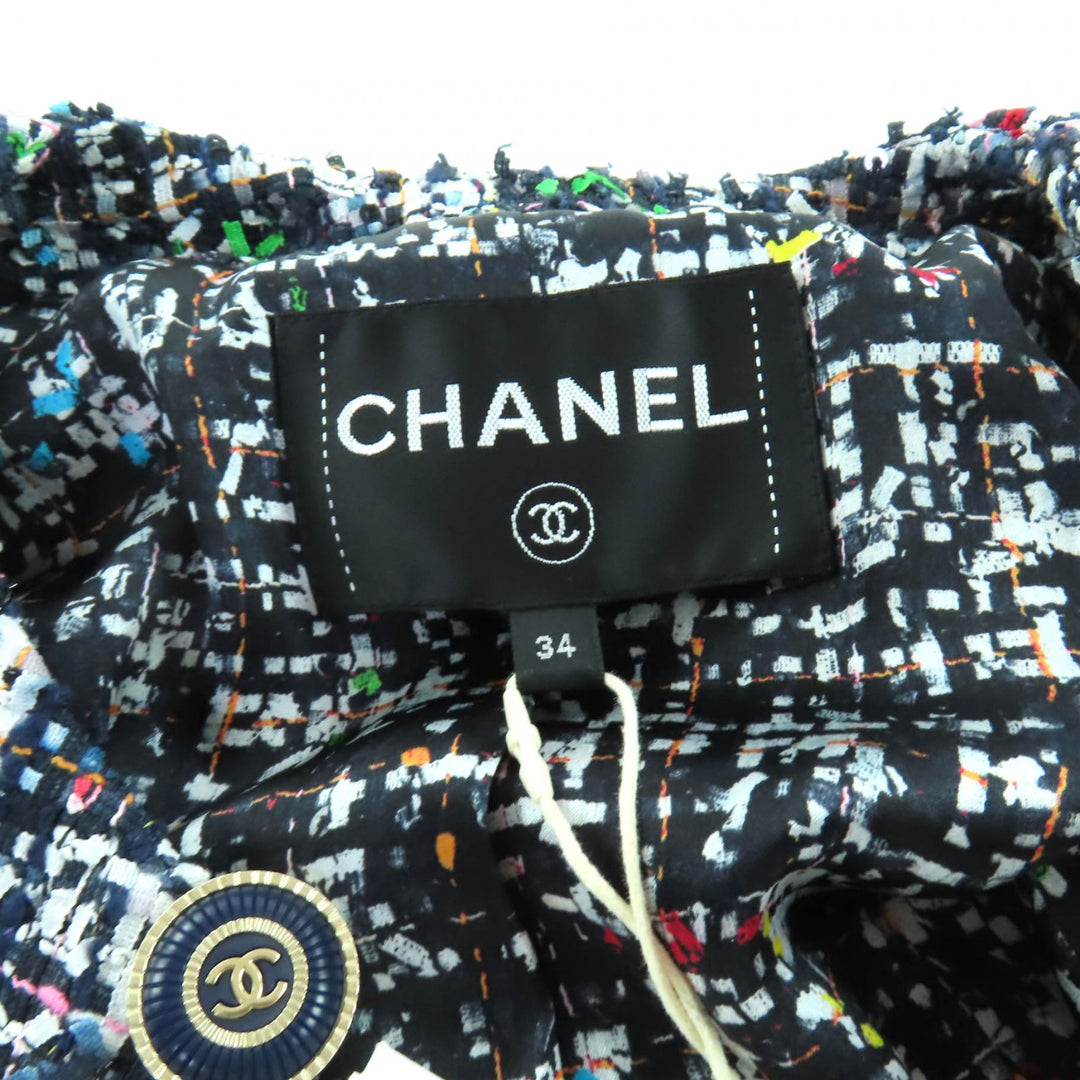 新品 CHANEL ノーカラージャケット マルチポリエステル レディース 34 P62686
