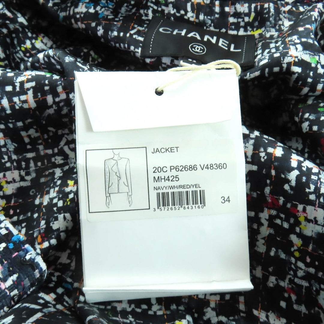 新品 CHANEL ノーカラージャケット マルチポリエステル レディース 34 P62686