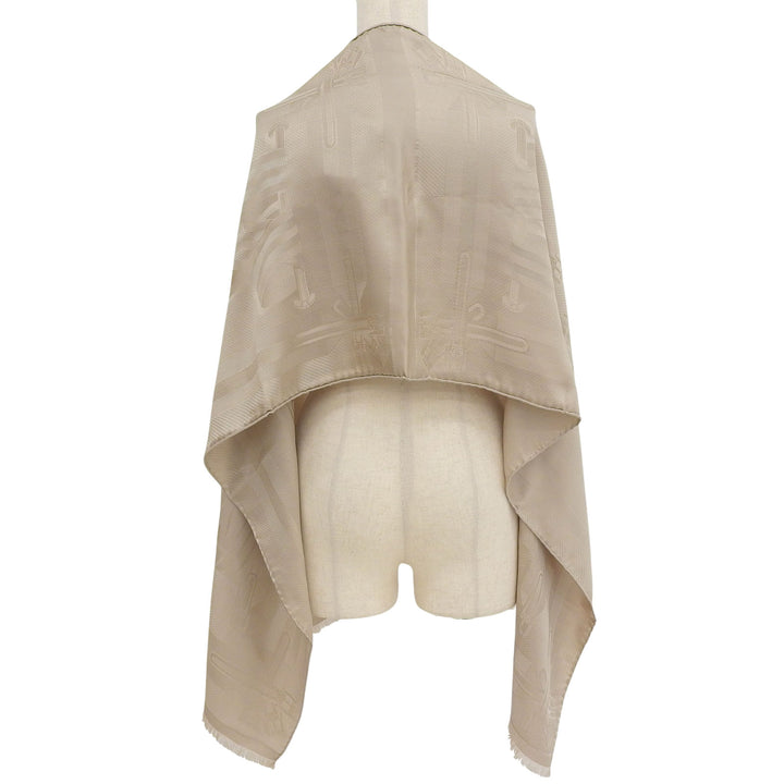 Pristine HERMES Stall LES SANGLES beige silk Women HTH2504