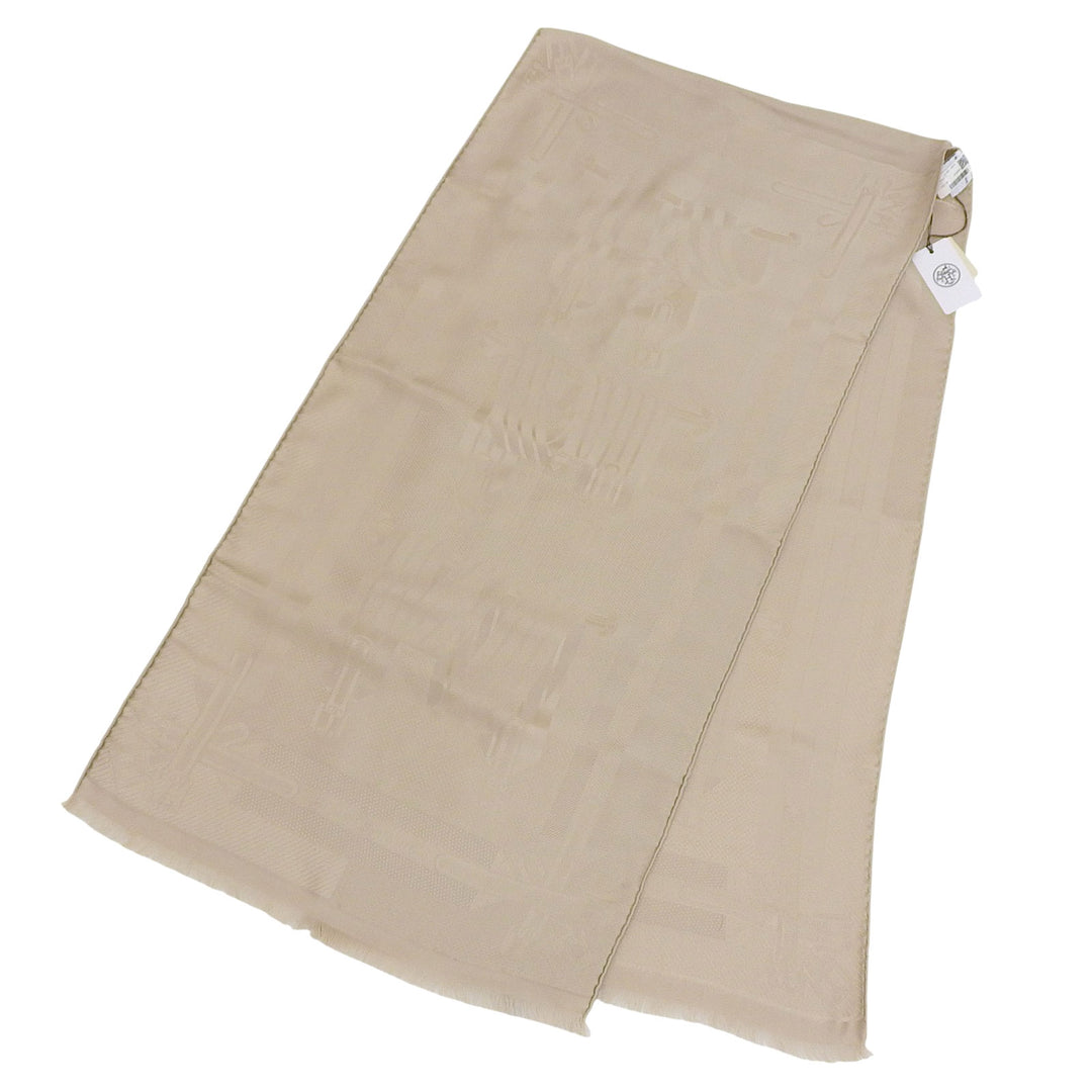 Pristine HERMES Stall LES SANGLES beige silk Women HTH2504