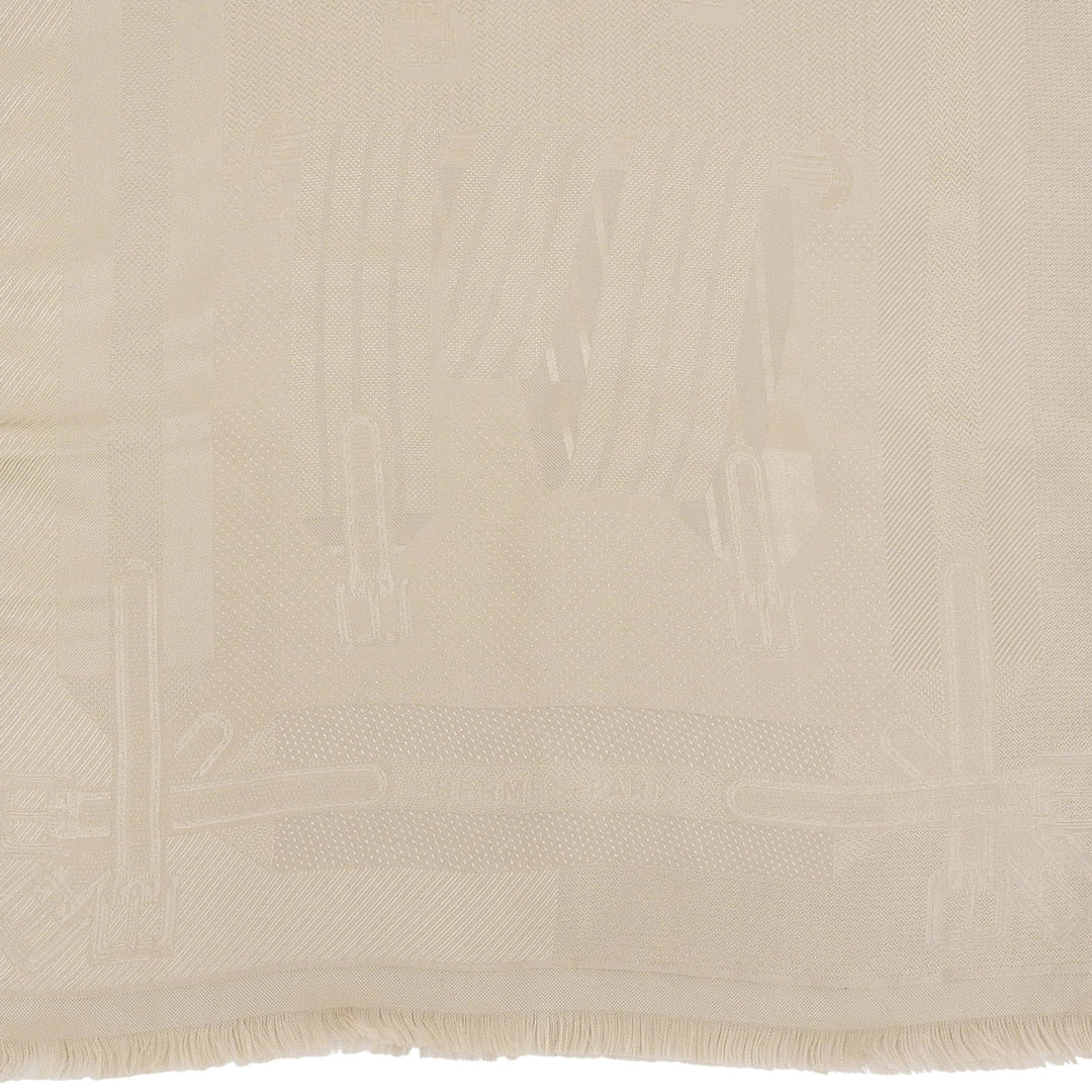 Pristine HERMES Stall LES SANGLES beige silk Women HTH2504