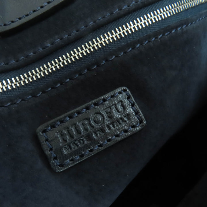 優れたHIROFUトートバッグロゴ刻印レザーショルダーバッグブラックレザーレディース