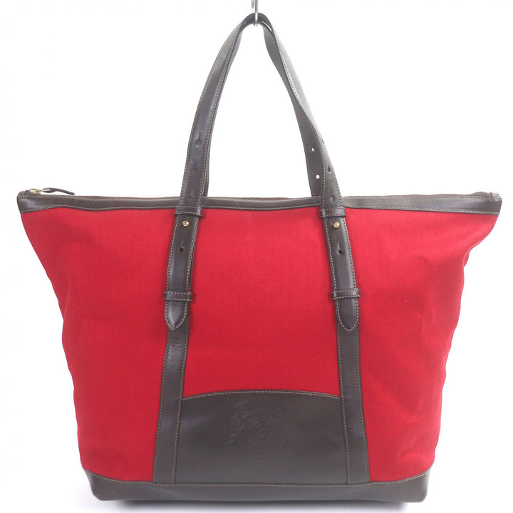 Very Good GHURKA Tote Bag Logo embossed large size Red canvas mens
