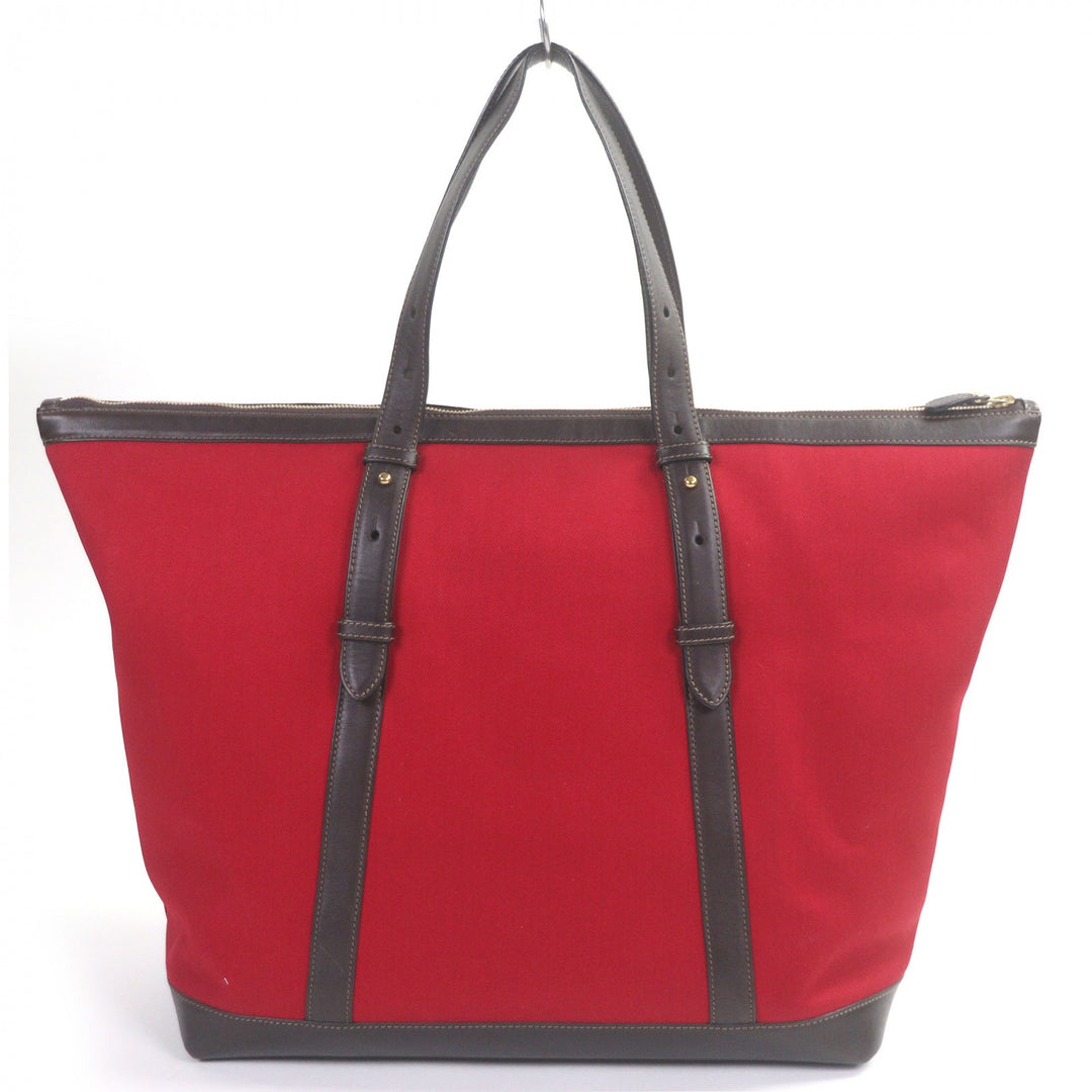 Very Good GHURKA Tote Bag Logo embossed large size Red canvas mens