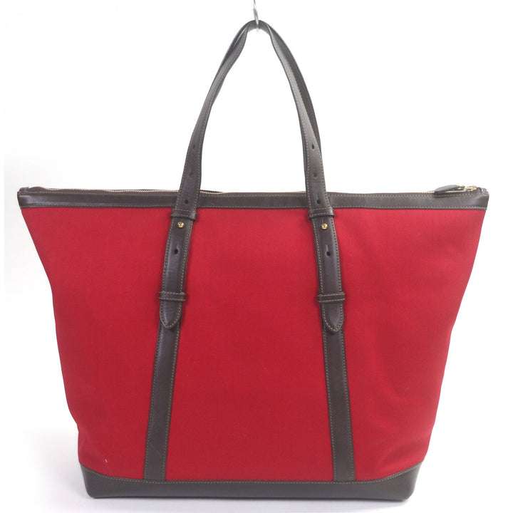 Very Good GHURKA Tote Bag Logo embossed large size Red canvas mens