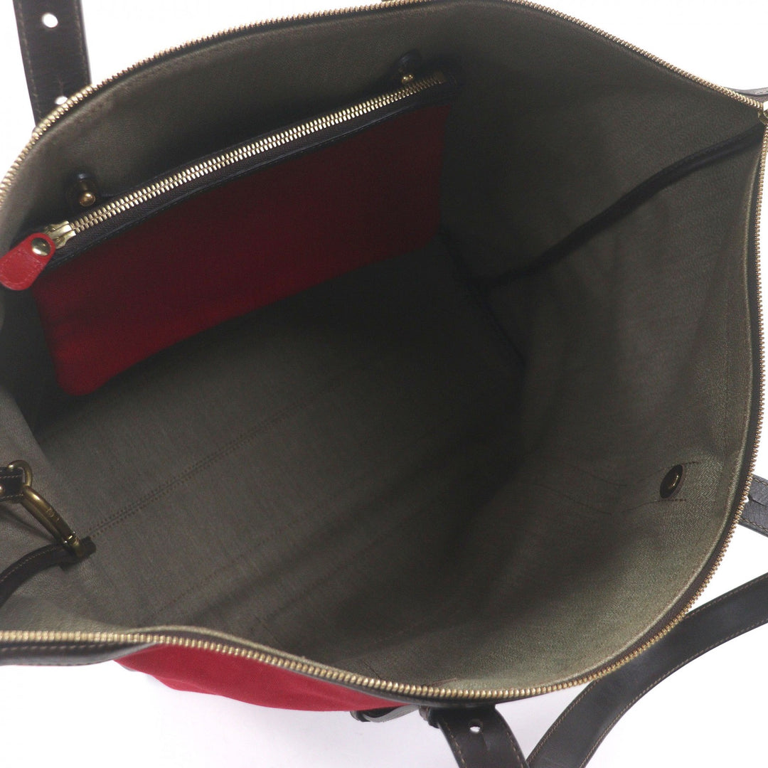 Very Good GHURKA Tote Bag Logo embossed large size Red canvas mens