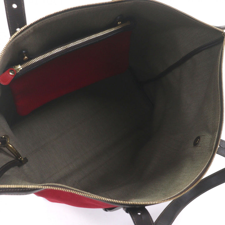 Very Good GHURKA Tote Bag Logo embossed large size Red canvas mens