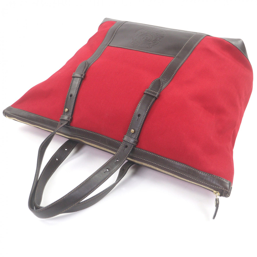 Very Good GHURKA Tote Bag Logo embossed large size Red canvas mens