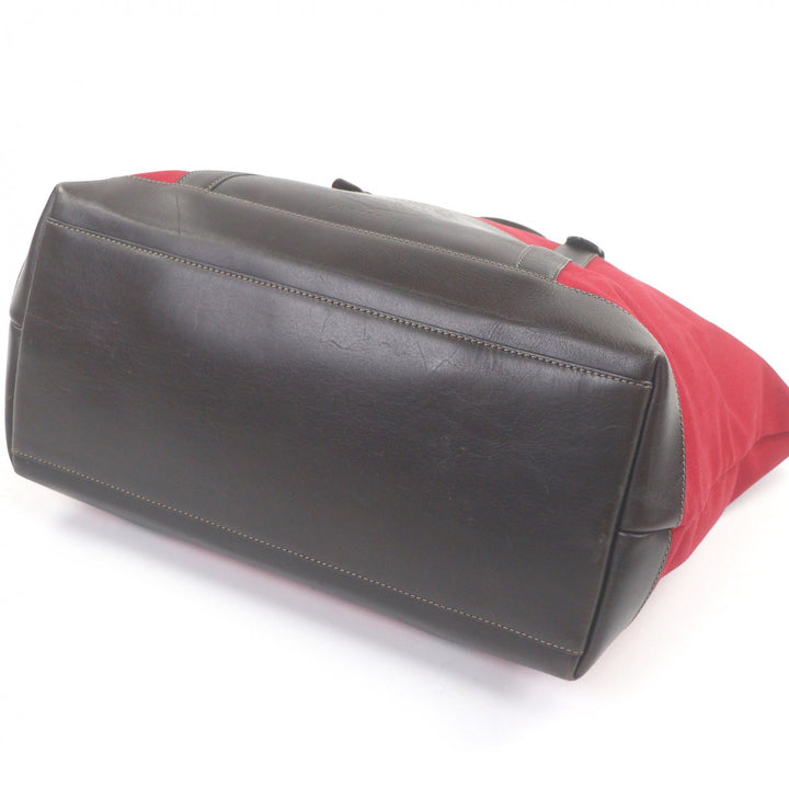 Very Good GHURKA Tote Bag Logo embossed large size Red canvas mens