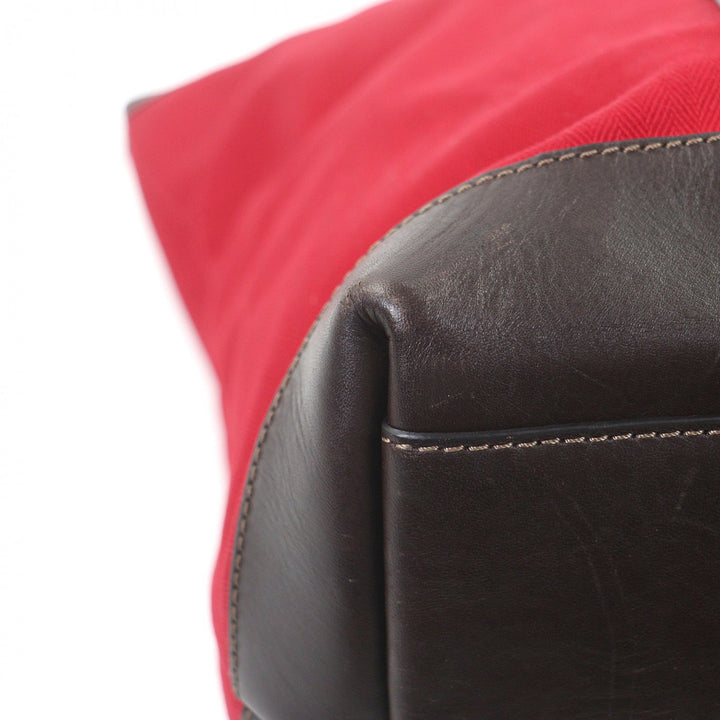 Very Good GHURKA Tote Bag Logo embossed large size Red canvas mens