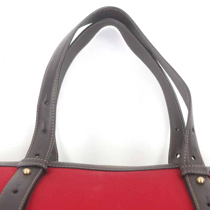 Very Good GHURKA Tote Bag Logo embossed large size Red canvas mens