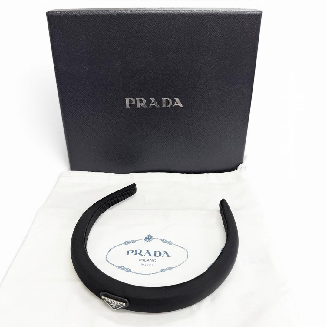 Great PRADA Katyusha Triangle Logo Re-Nyron Headband Hair Accessory 1IH020