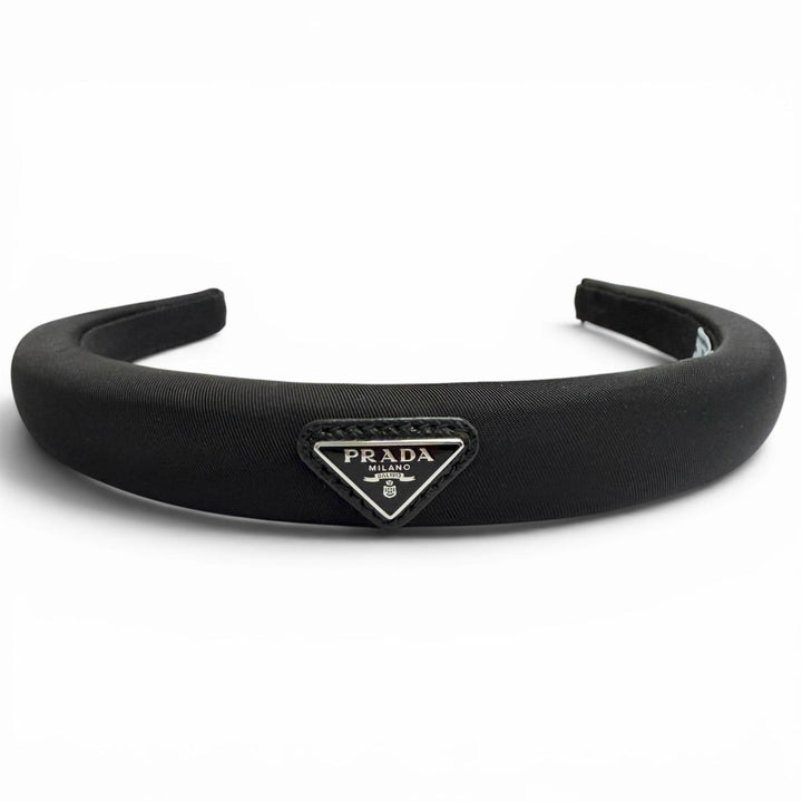 Great PRADA Katyusha Triangle Logo Re-Nyron Headband Hair Accessory 1IH020