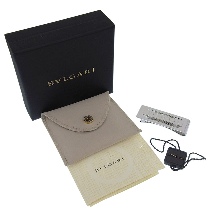 Excellent BVLGARI Money clip With logo bill clip Silver SV925 mens 34895