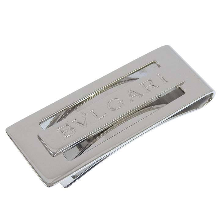 Excellent BVLGARI Money clip With logo bill clip Silver SV925 mens 34895