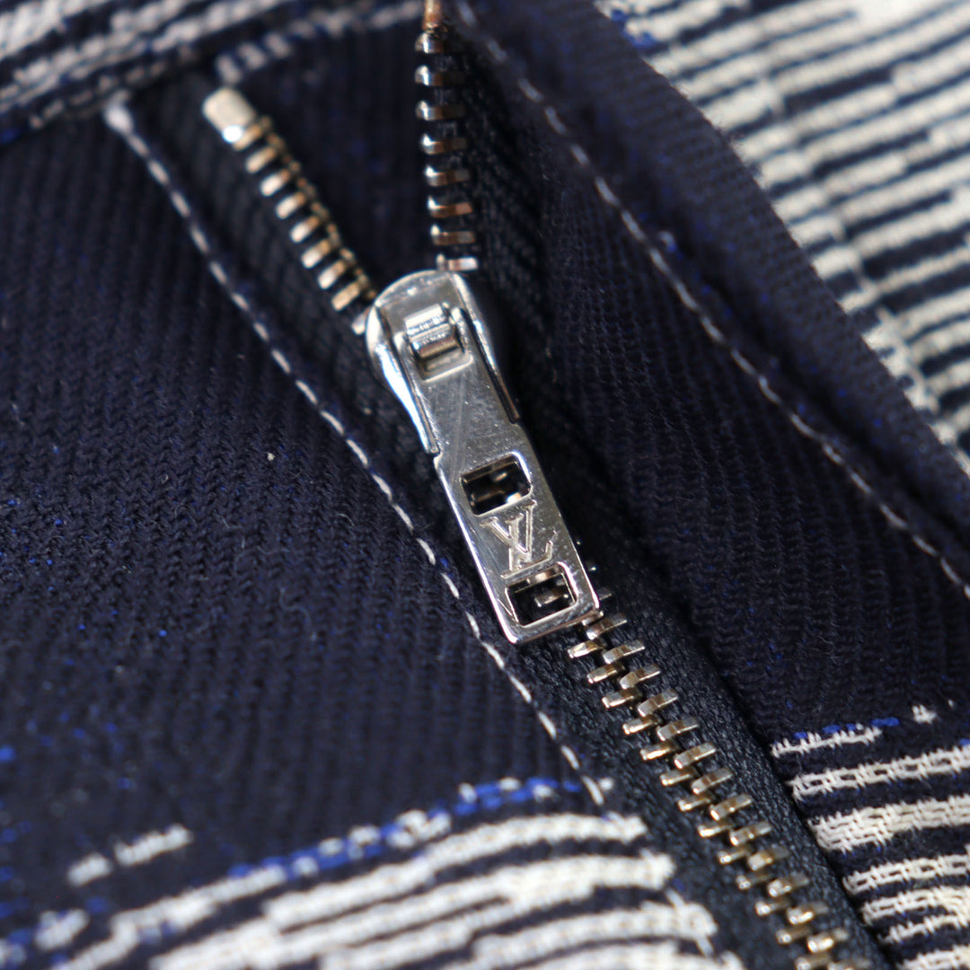 素晴らしい LOUIS VUITTON パンツ ダミエロゴ刺繍 ワークウェア ウール メンズ 50 HQP08W