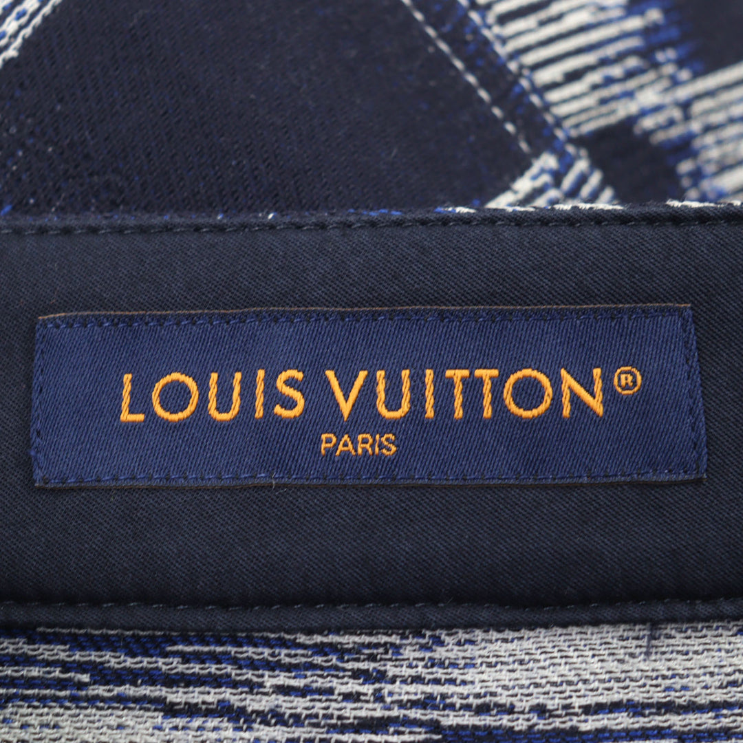 素晴らしい LOUIS VUITTON パンツ ダミエロゴ刺繍 ワークウェア ウール メンズ 50 HQP08W