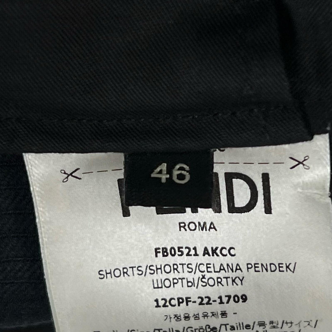 Great FENDI Pants FF logo all-over print half black cotton mens 46 FB0521