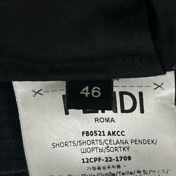 Great FENDI Pants FF logo all-over print half black cotton mens 46 FB0521